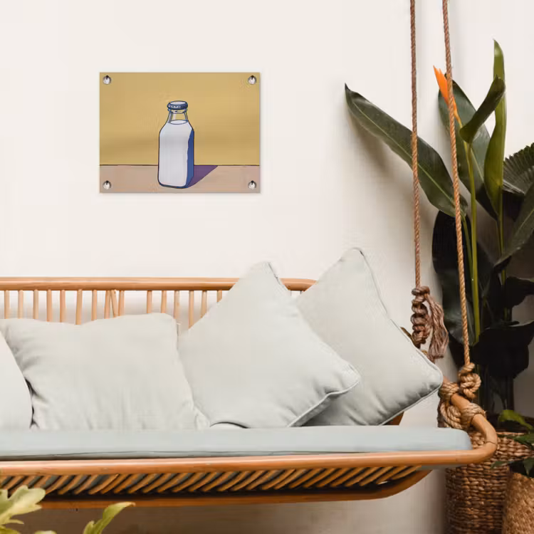 Tuinposter - Glazen - Fles - Illustratie - Melk — 5