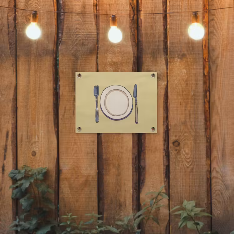 Tuinposter - Illustratie - Bord - Bestek - Beige — 2