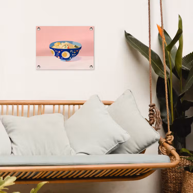 Tuinposter - Noodles - Kom - Blauw - Illustratie — 5