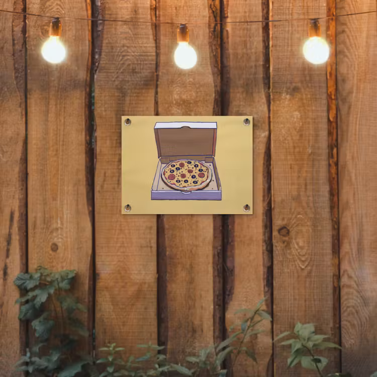 Tuinposter - Pizza - Doos - Salami - Illustratie — 2