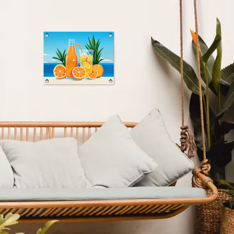 Tuinposter - Sinaasappels - Ijsblokjes - Zee - Illustratie — 5