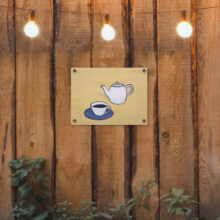 Tuinposter - Theepot - Kopje - Beige - Illustratie — 2