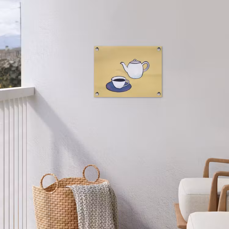 Tuinposter - Theepot - Kopje - Beige - Illustratie — 3