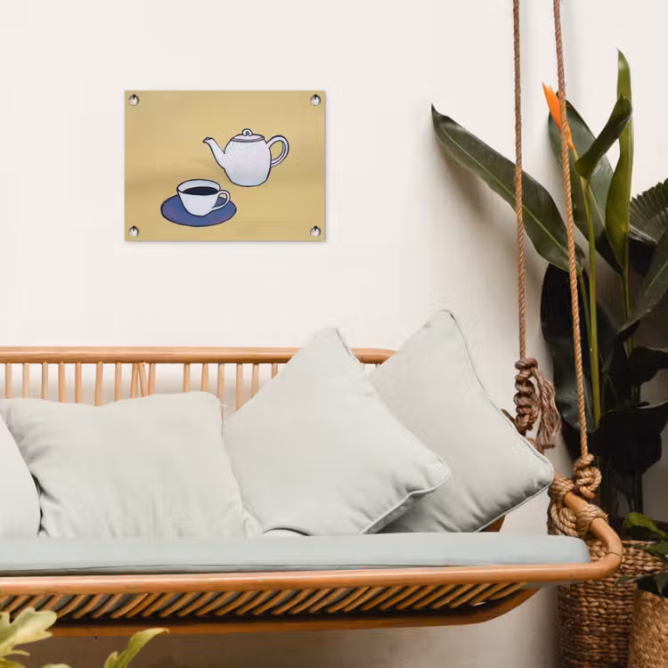 Tuinposter - Theepot - Kopje - Beige - Illustratie — 5