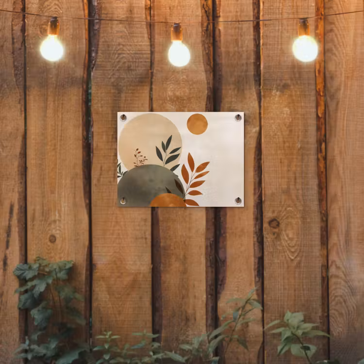 Tuinposter - Vormen - Rond - Bladeren - Beige — 2