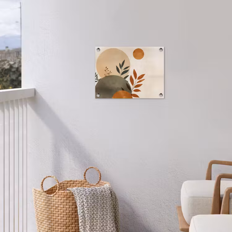 Tuinposter - Vormen - Rond - Bladeren - Beige — 3