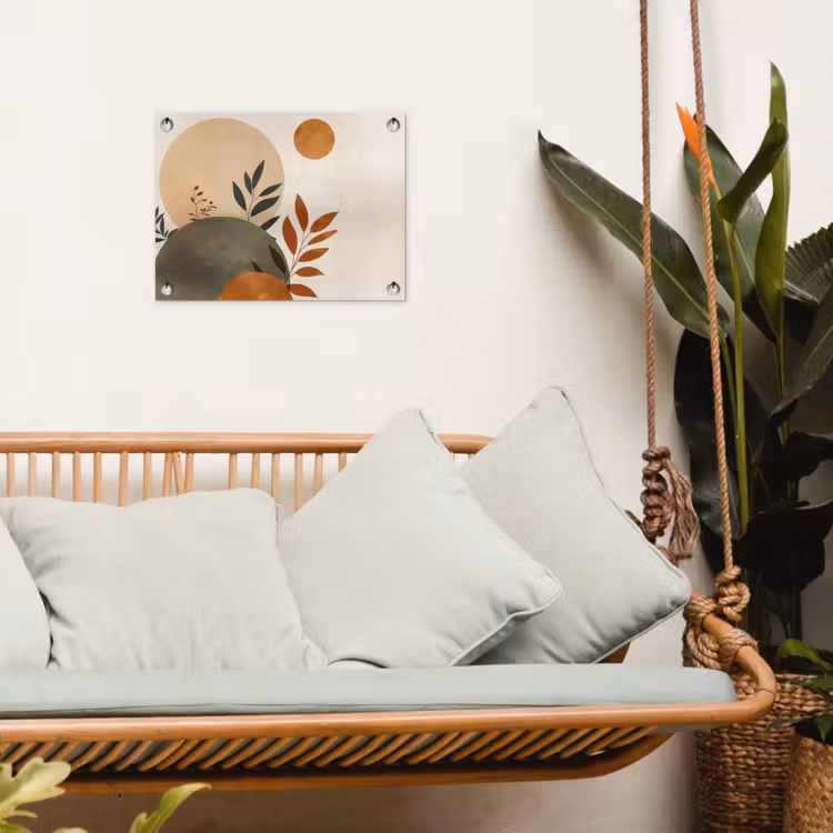 Tuinposter - Vormen - Rond - Bladeren - Beige — 5
