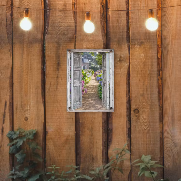 Tuinposter - Doorkijk Tuin Hortensia's Stenen Huis — 2