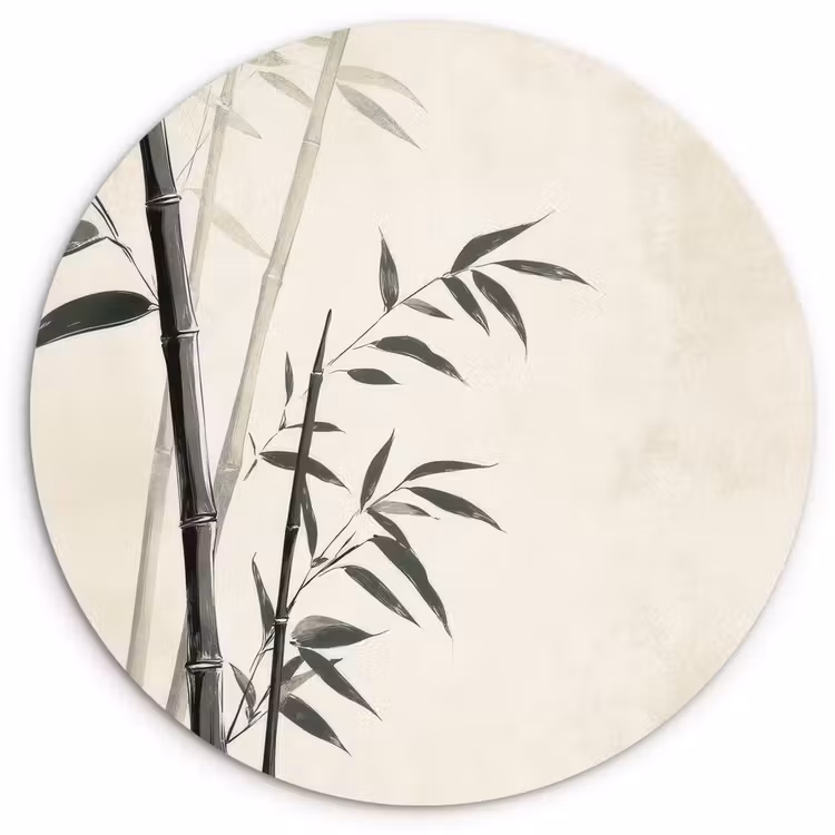Muurcirkel glas - Japandi - Bamboe - Beige — 1