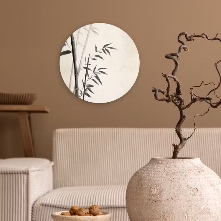 Muurcirkel glas - Japandi - Bamboe - Beige — 2