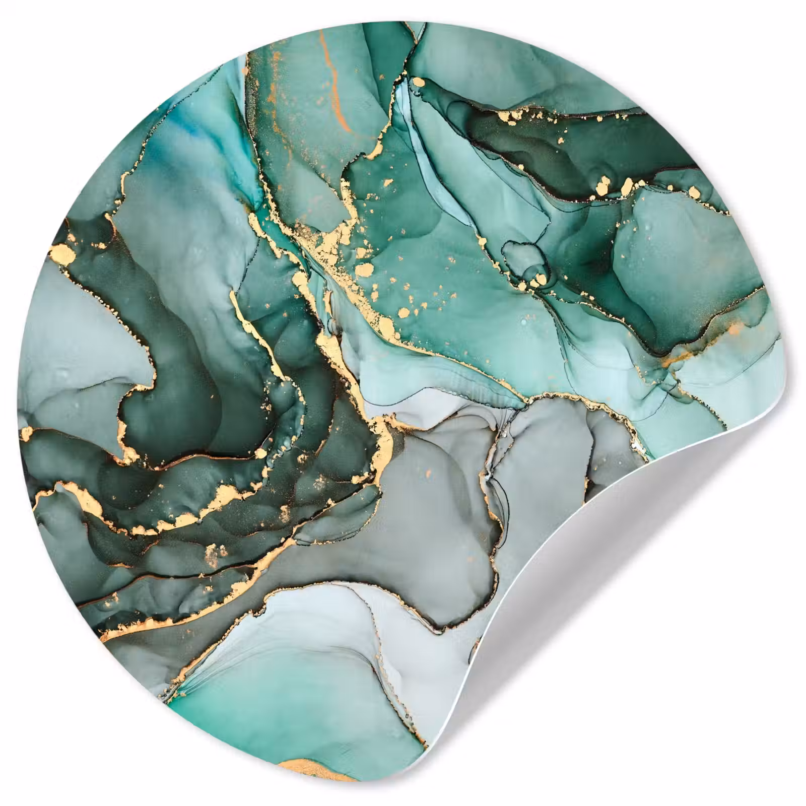 Behangcirkel - Goud - Marmer - Groen - Luxe - Marmerlook - Grijs — 1