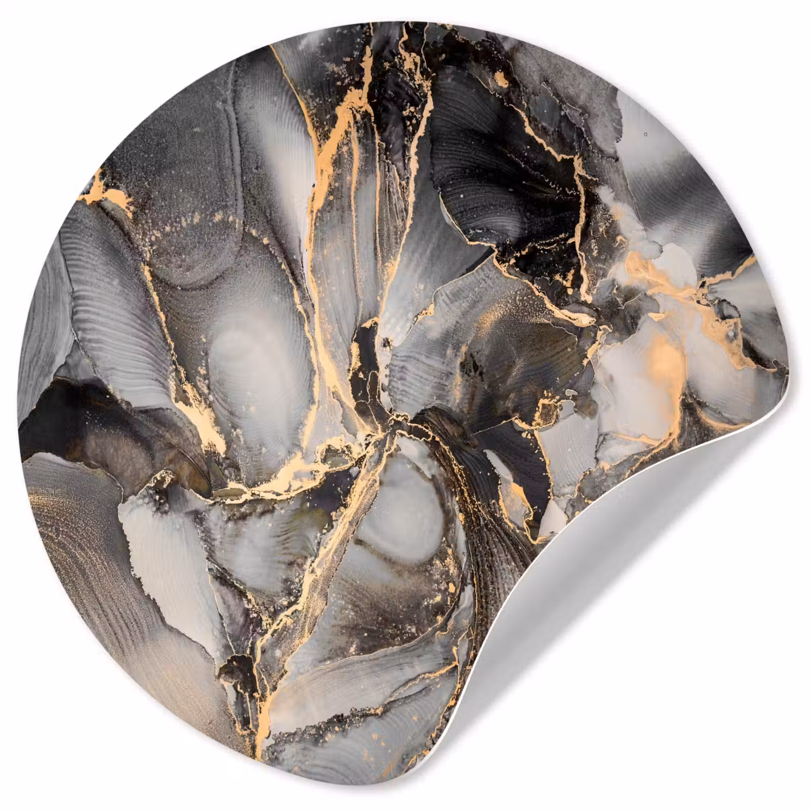 Behangcirkel - Grijs - Luxe - Goud - Marmer — 1