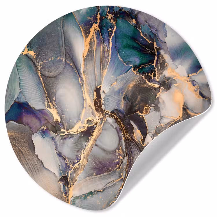 Behangcirkel - Goud - Blauw - Marmer — 1