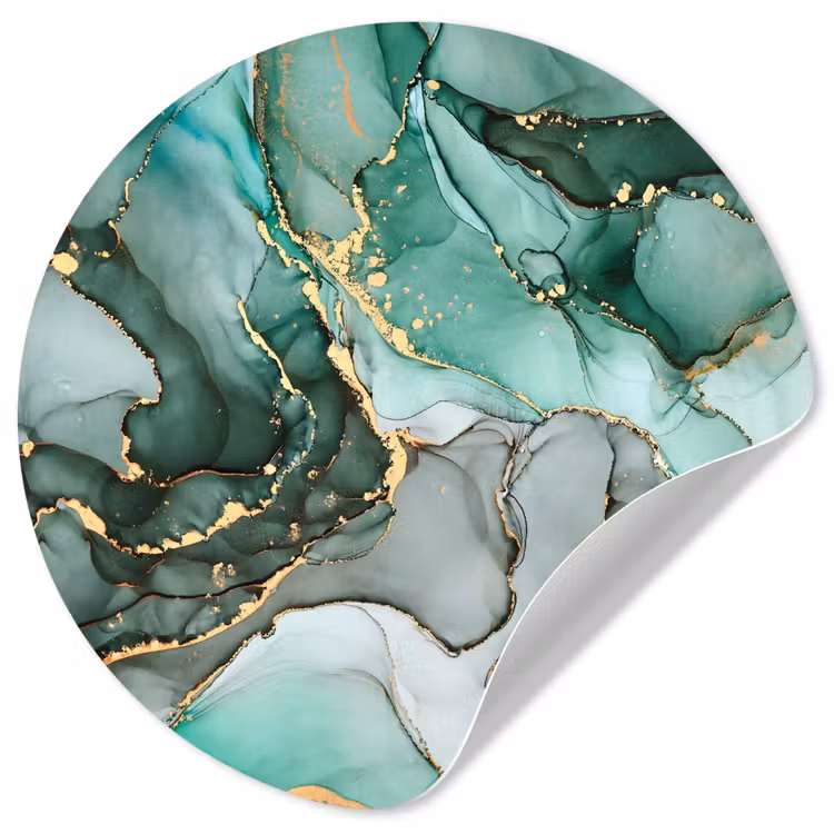Behangcirkel - Goud - Marmer - Groen - Luxe - Marmerlook - Grijs — 1