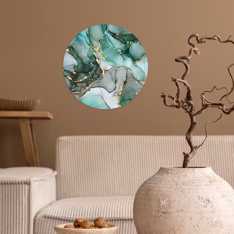 Behangcirkel - Goud - Marmer - Groen - Luxe - Marmerlook - Grijs — 2