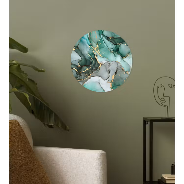Behangcirkel - Goud - Marmer - Groen - Luxe - Marmerlook - Grijs — 3