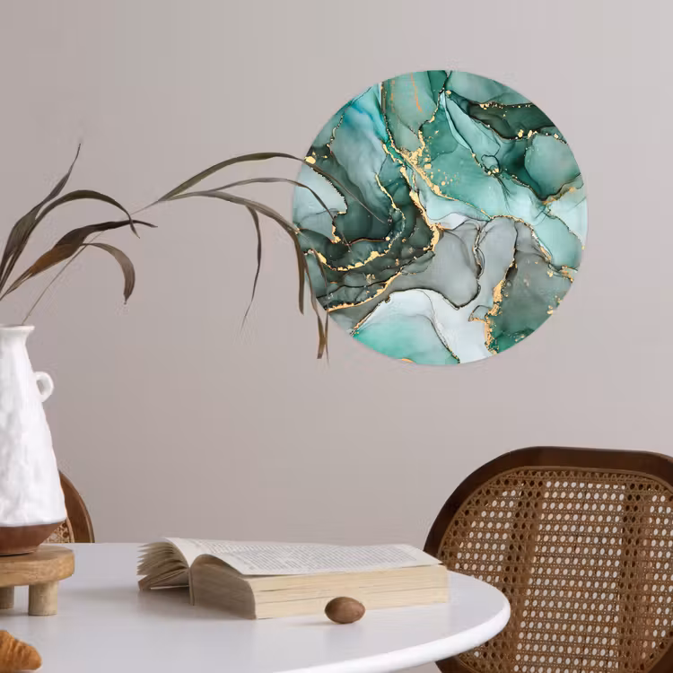 Behangcirkel - Goud - Marmer - Groen - Luxe - Marmerlook - Grijs — 4