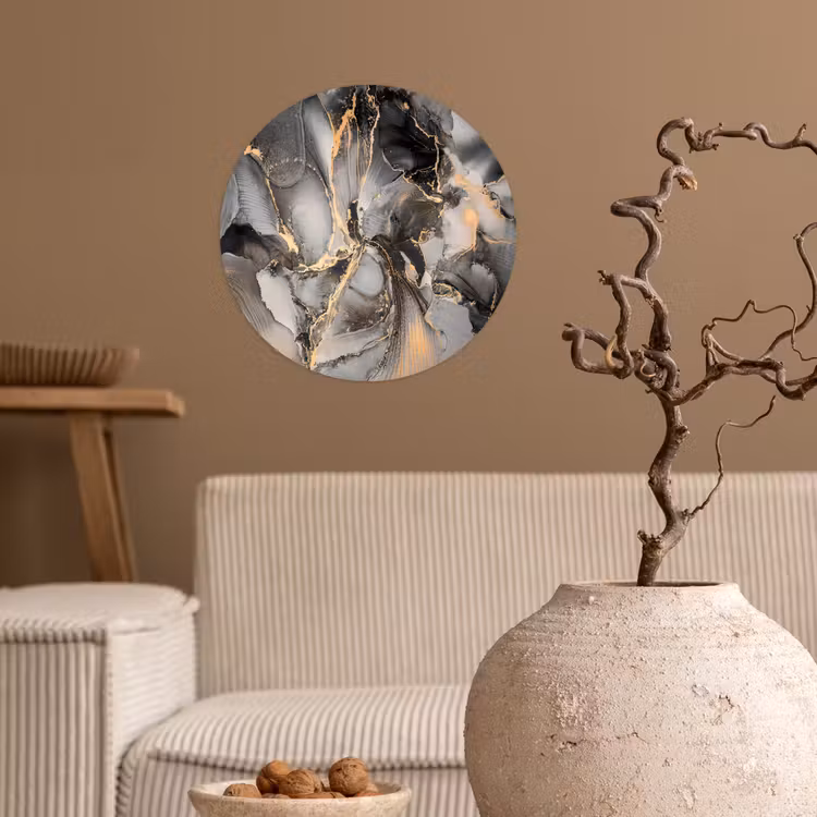Behangcirkel - Grijs - Luxe - Goud - Marmer — 2