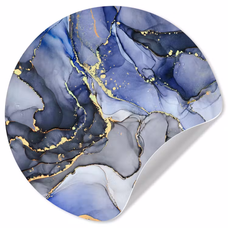 Behangcirkel - Marmer - Goud - Abstract - Blauw — 1