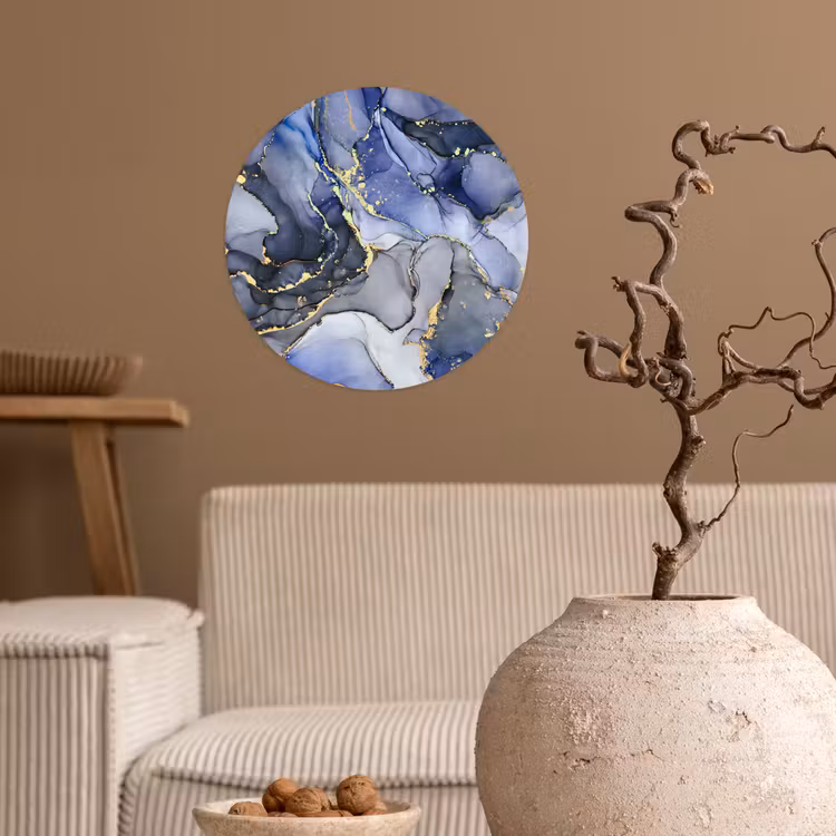 Behangcirkel - Marmer - Goud - Abstract - Blauw — 2