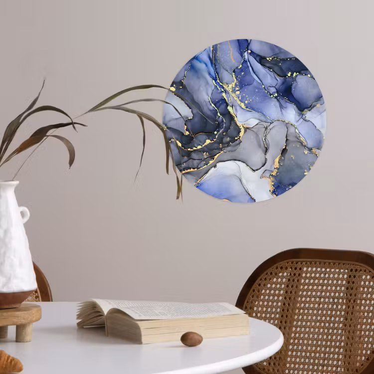 Behangcirkel - Marmer - Goud - Abstract - Blauw — 4