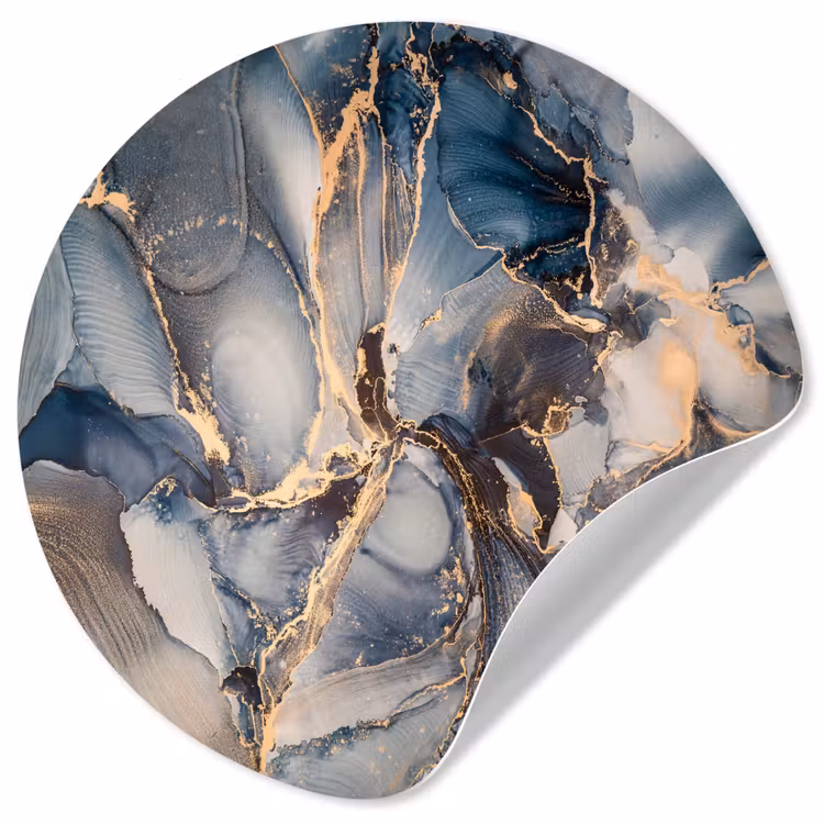 Behangcirkel - Marmer - Grijs - Blauw - Luxe - Goud — 1