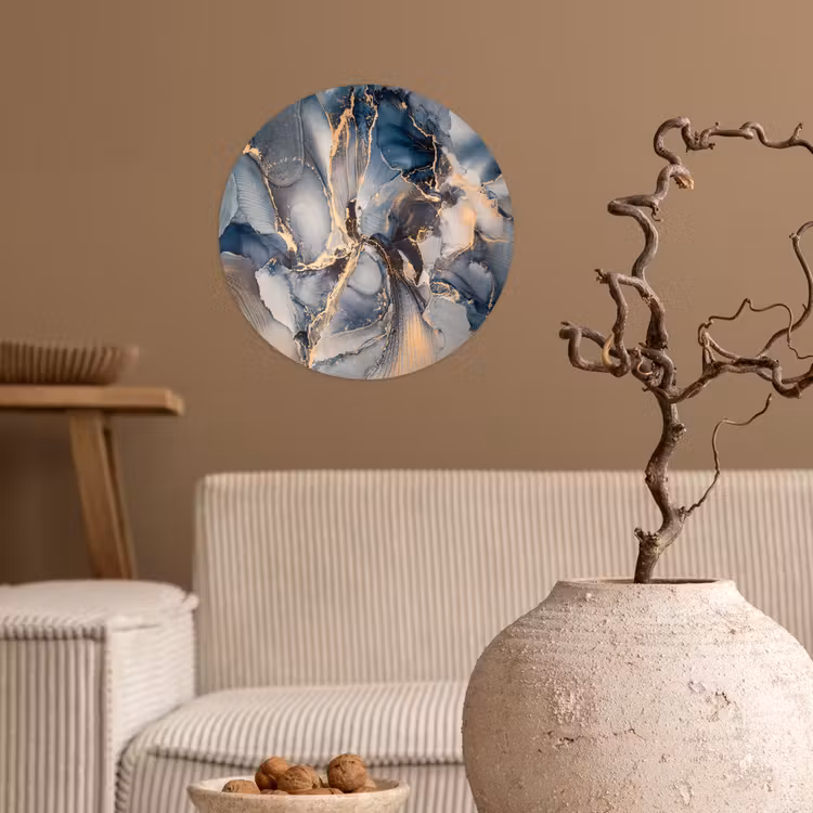 Behangcirkel - Marmer - Grijs - Blauw - Luxe - Goud — 2