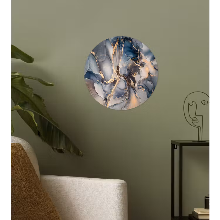 Behangcirkel - Marmer - Grijs - Blauw - Luxe - Goud — 3