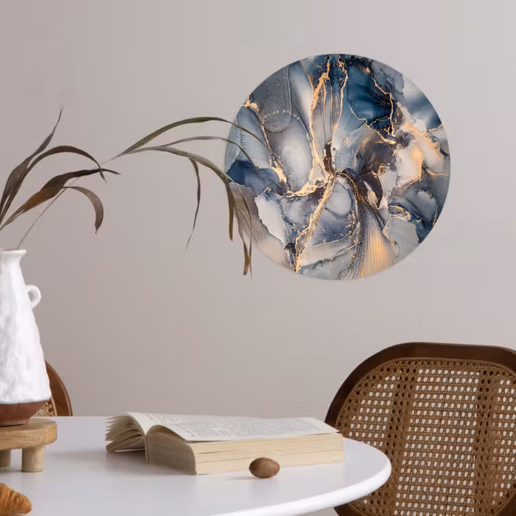 Behangcirkel - Marmer - Grijs - Blauw - Luxe - Goud — 4