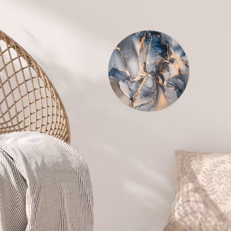 Behangcirkel - Marmer - Grijs - Blauw - Luxe - Goud — 5