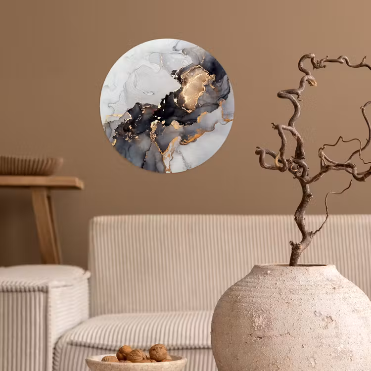 Behangcirkel - Zwart - Marmer - Luxe - Goud — 2