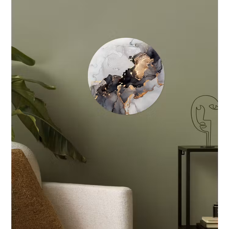 Behangcirkel - Zwart - Marmer - Luxe - Goud — 3