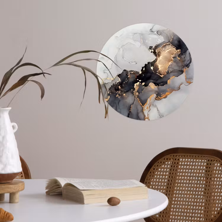 Behangcirkel - Zwart - Marmer - Luxe - Goud — 4