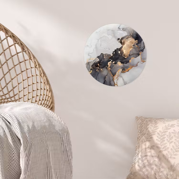 Behangcirkel - Zwart - Marmer - Luxe - Goud — 5