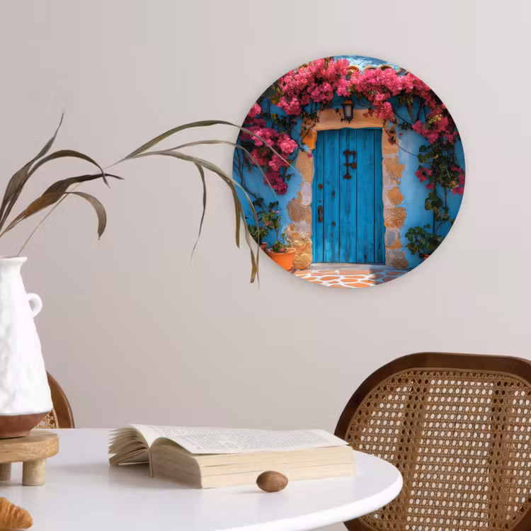 Muurcirkel glas - Deur - Hout - Bloemen - Blauw — 4