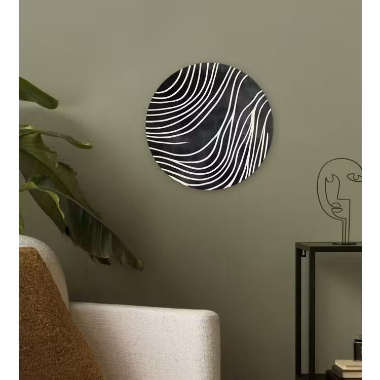 Muurcirkel glas - Lijnen - Patroon - Abstract - Wit — 3