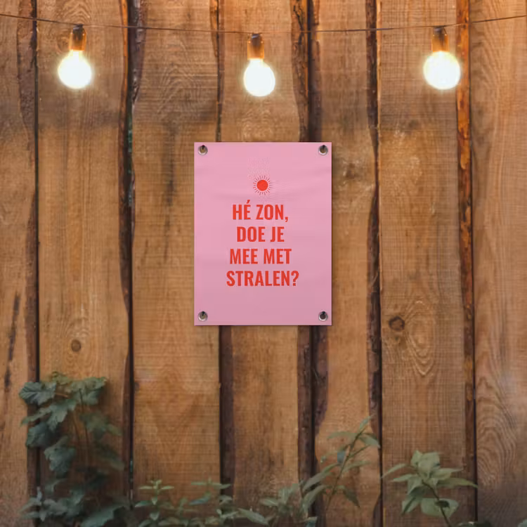 Tuinposter - Roze - Zon - Quote — 2