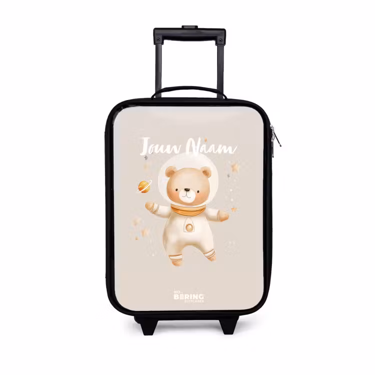 Kinderkoffer - Zwart - Beige ruimtebeer zweeft tussen sterren — 1