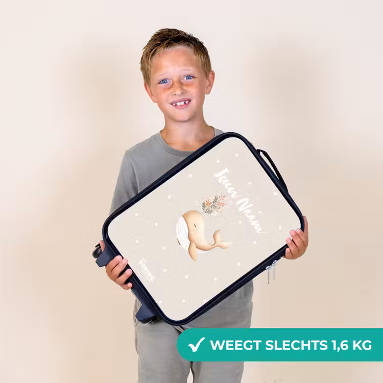 Kinderkoffer - Zwart - Beige walvis in bloemenzee — 3