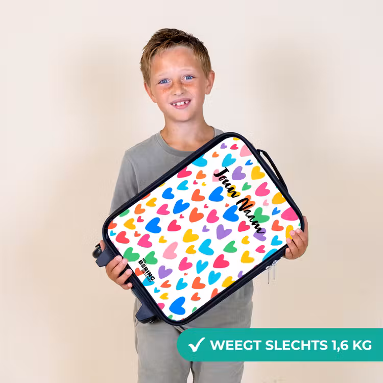 Kinderkoffer - Zwart - Gekleurde hartjes — 3