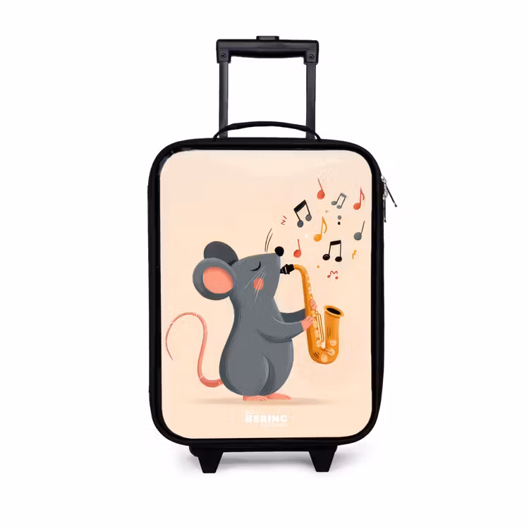 Kinderkoffer - Zwart - Muis - Saxofoon - Muziek — 1