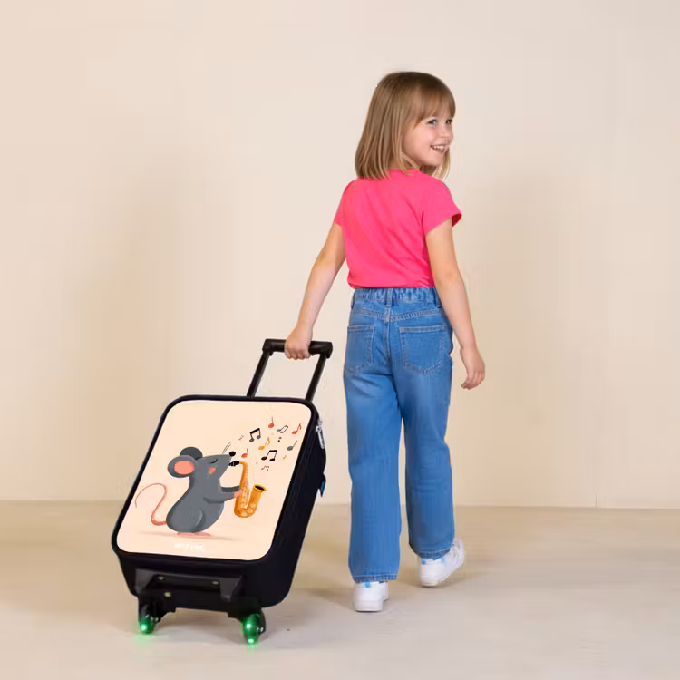 Kinderkoffer - Zwart - Muis - Saxofoon - Muziek — 2