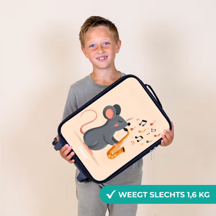 Kinderkoffer - Zwart - Muis - Saxofoon - Muziek — 3