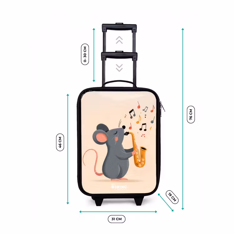 Kinderkoffer - Zwart - Muis - Saxofoon - Muziek — 7