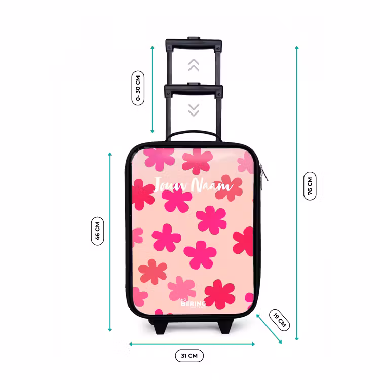 Kinderkoffer - Zwart - Roze bloemen — 7