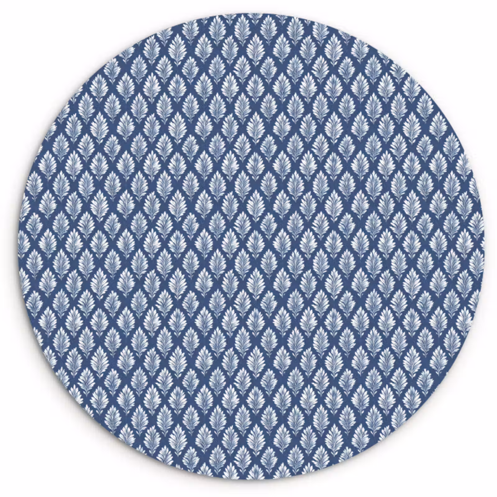 Muurcirkel glas - Bladeren - Wit - Blauw - Patroon — 1