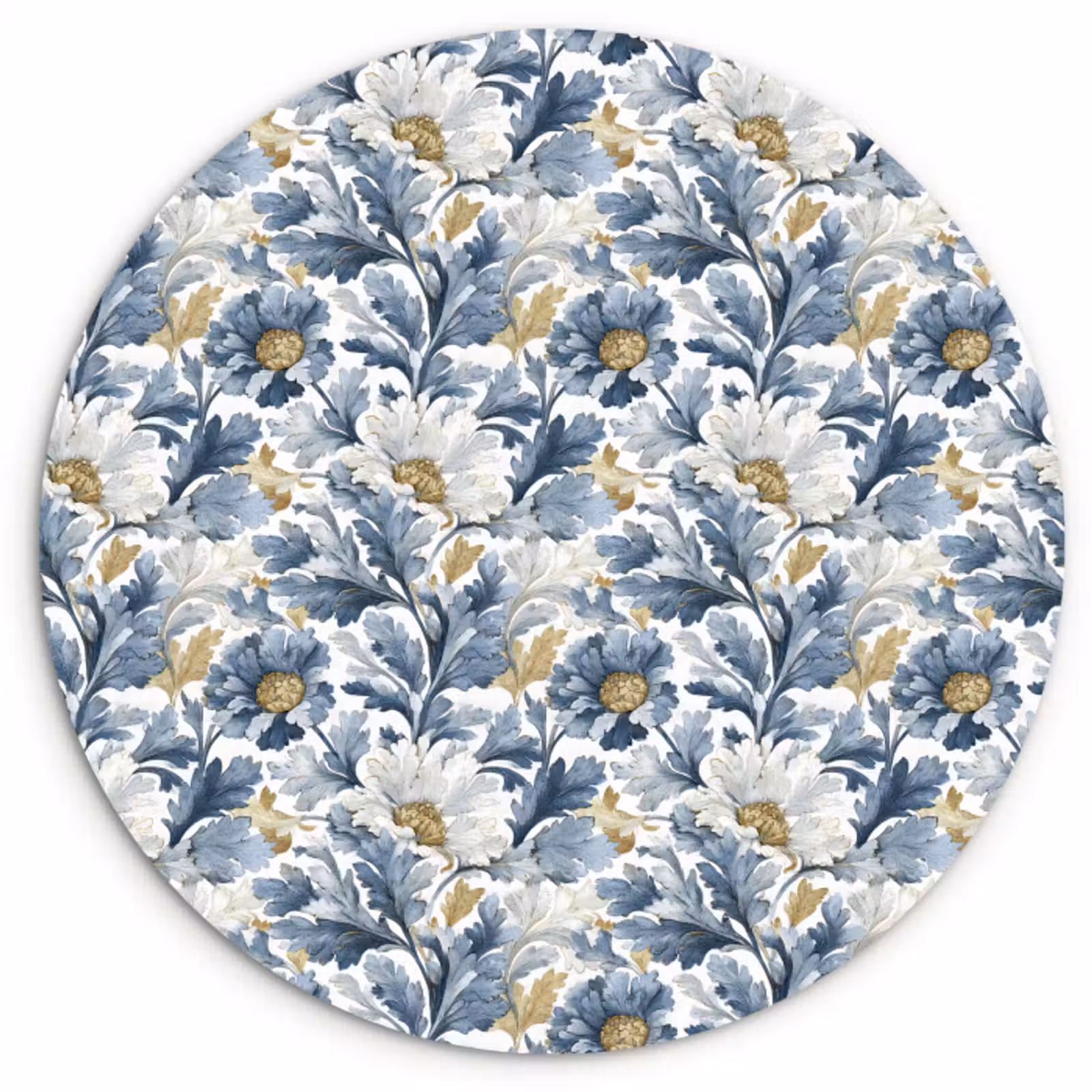 Muurcirkel glas - Bloemen - Wit - Blauw — 1