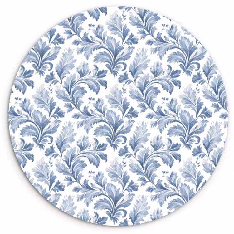 Muurcirkel glas - Bladeren - Blauw - Patroon — 1