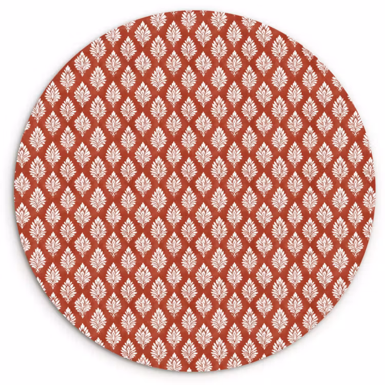 Muurcirkel glas - Chic - Patroon - Rood - Wit — 1
