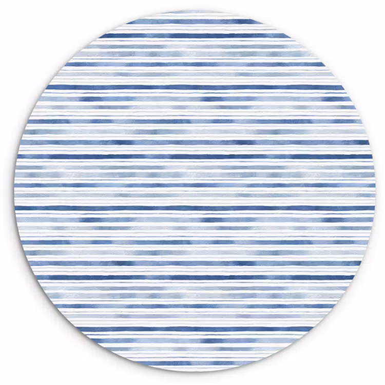 Muurcirkel glas - Strepen - Patroon - Blauw - Wit — 1